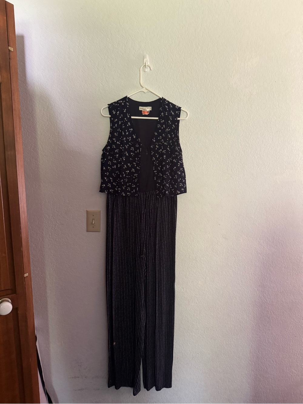 Ann Taylor navy blue Patterned Long Jumpsuit